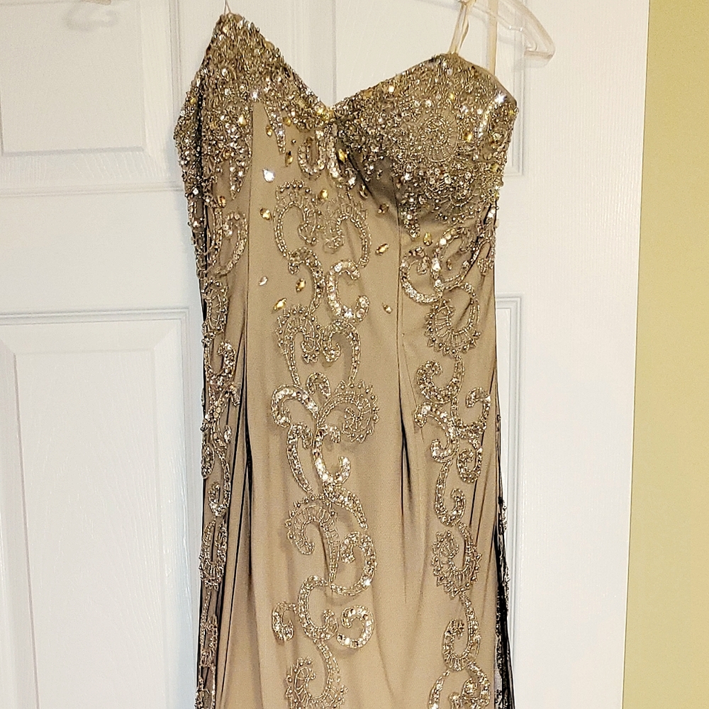 Blue pearl evening gown